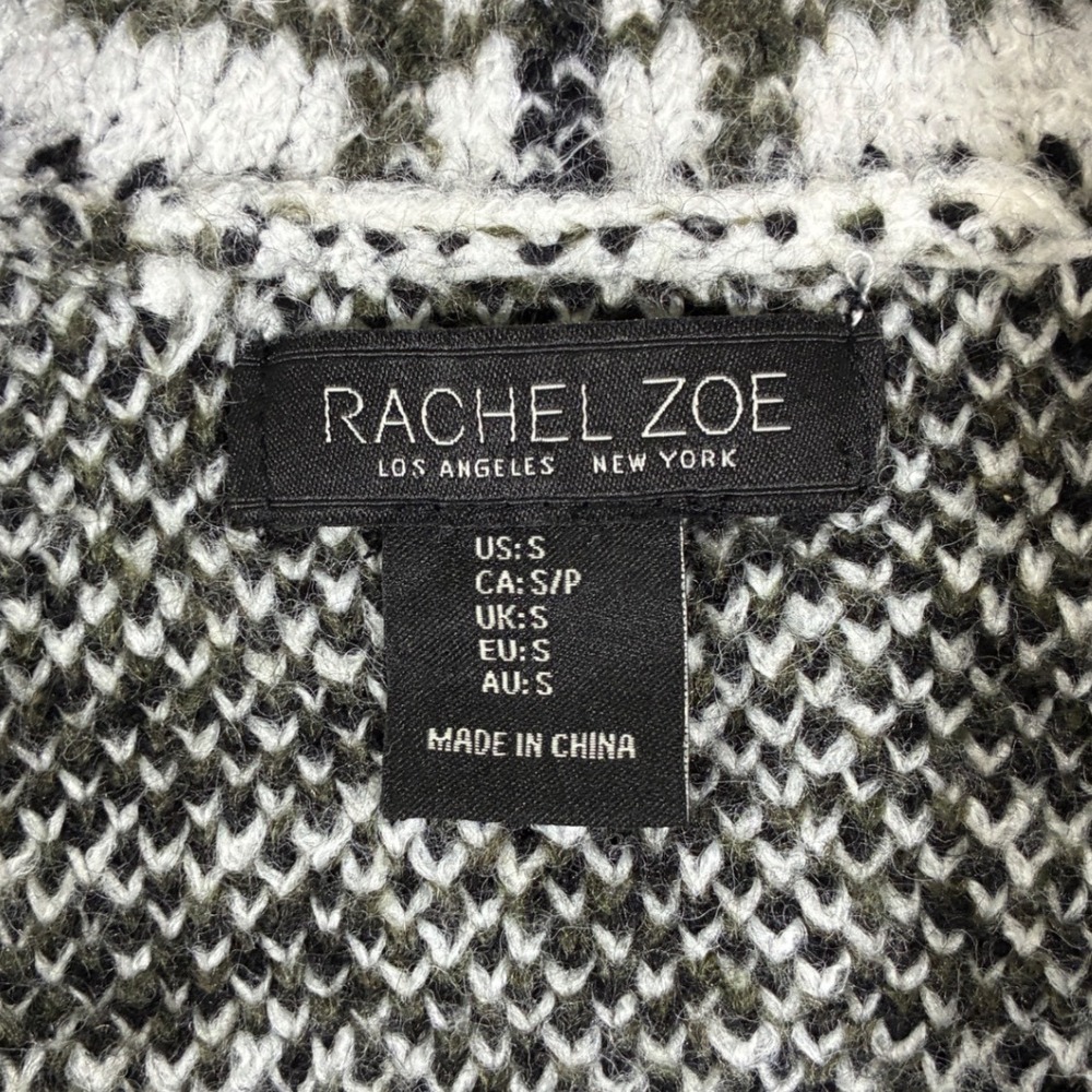 Rachel Zoe Womens S Ivory Plaid Double Breasted Fuzzy Knit Sweater Jacket - Picture 7 of 8